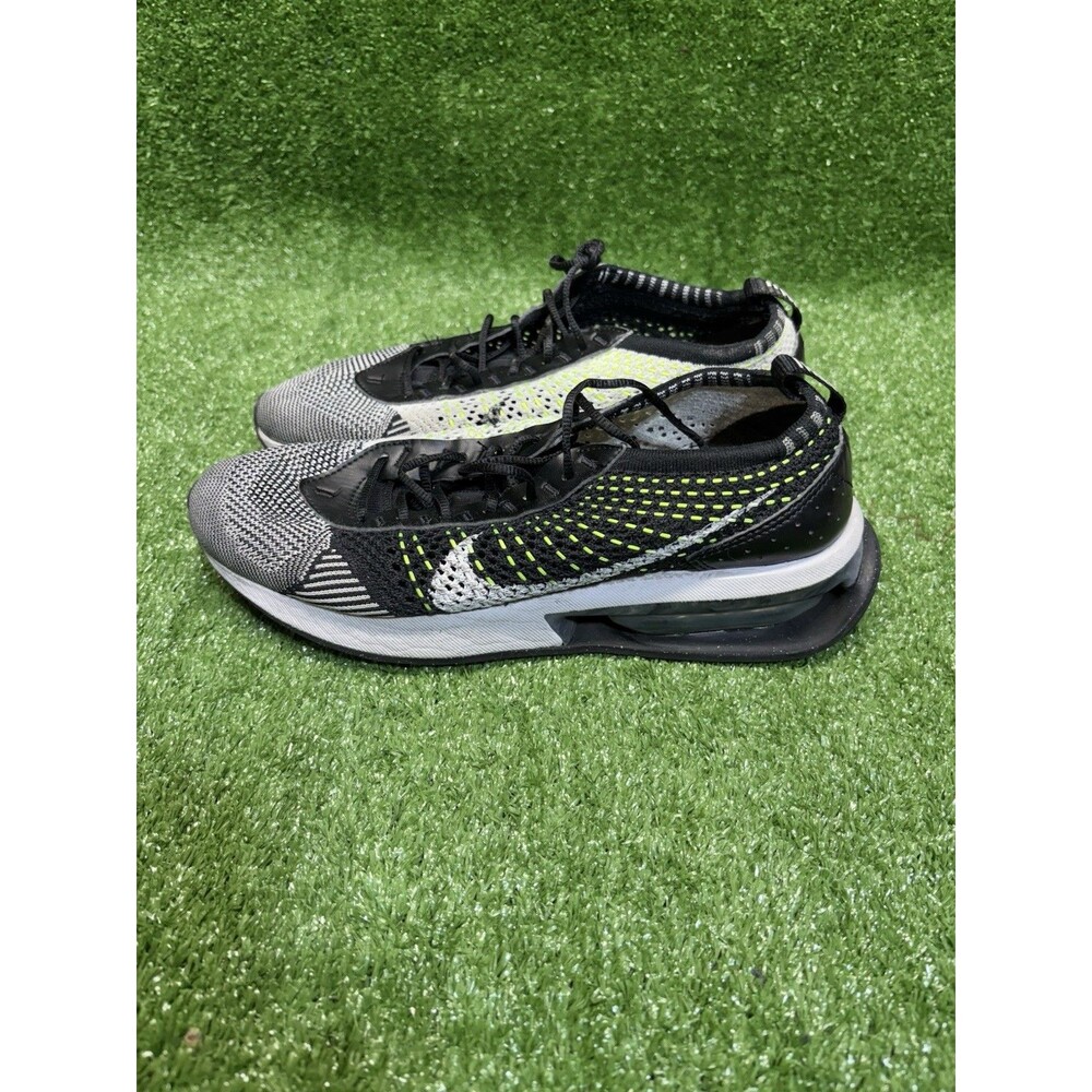 Nike Air Max Flyknit Running Shoes Womens Size 8 Black White Volt DM9073-002